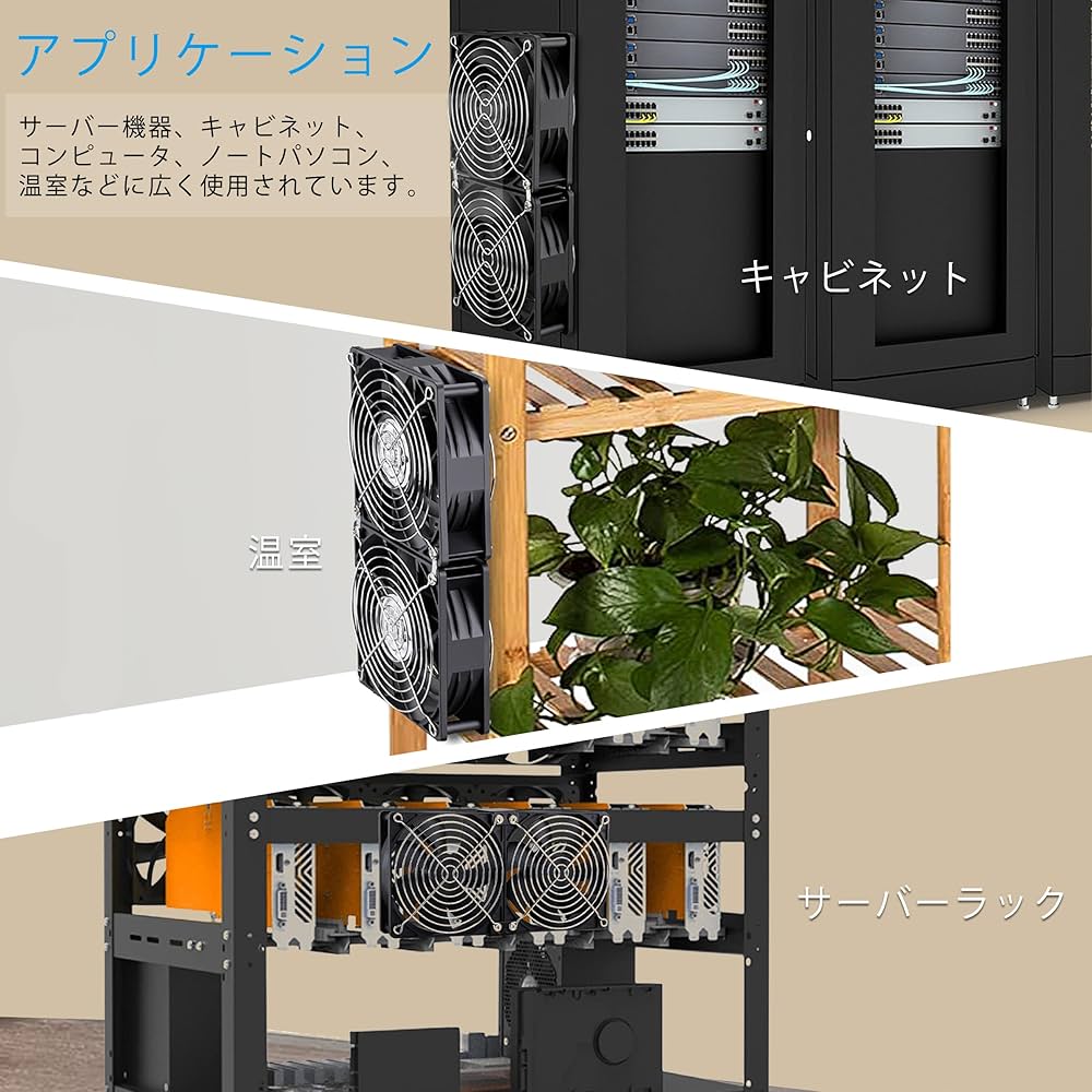 Amazon.co.jp: GDSTIME 2 x 120mm DC12V 2連ファン、換気扇